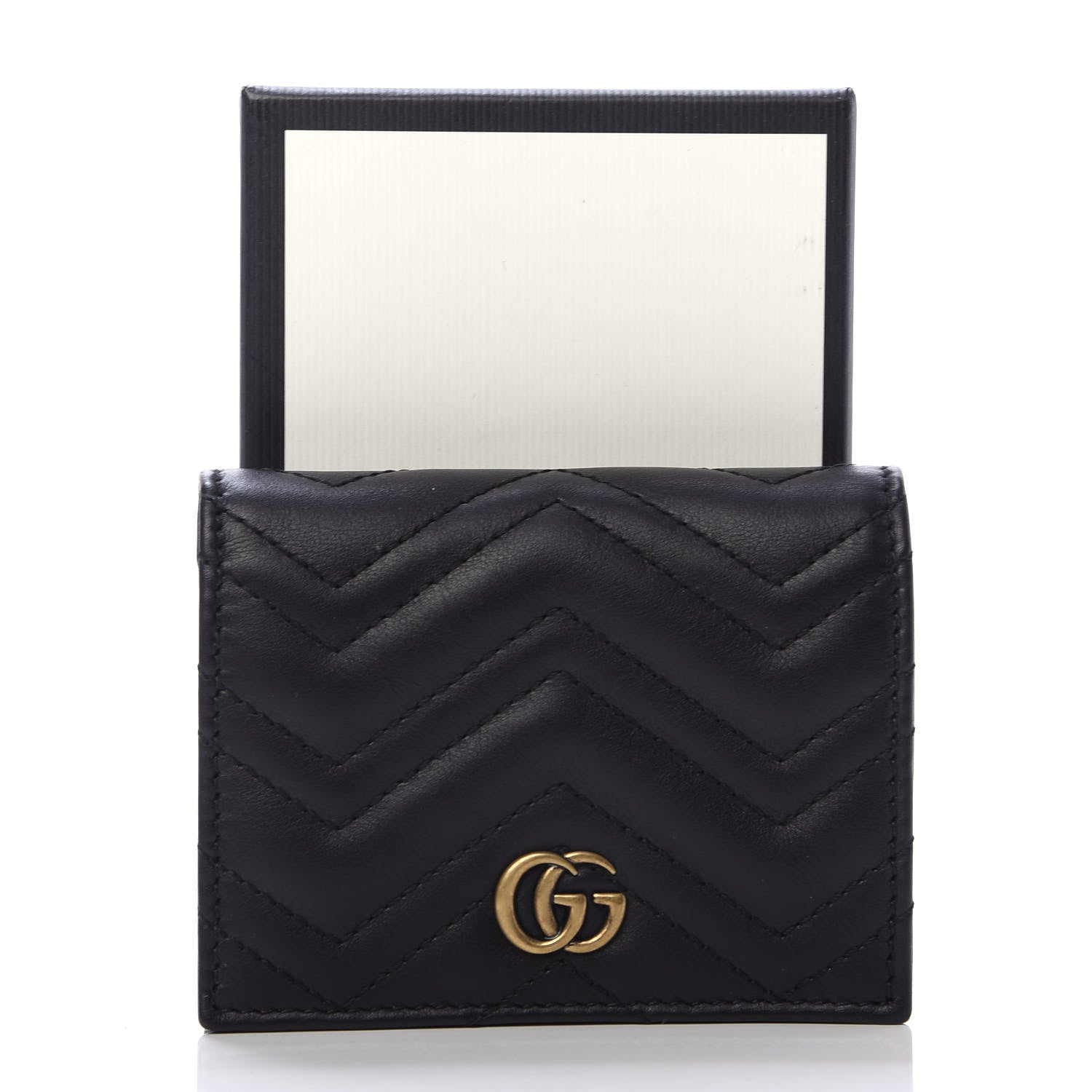 Gucci Calfskin Matelasse GG Marmont Card Case Wallet Black 10 of 10