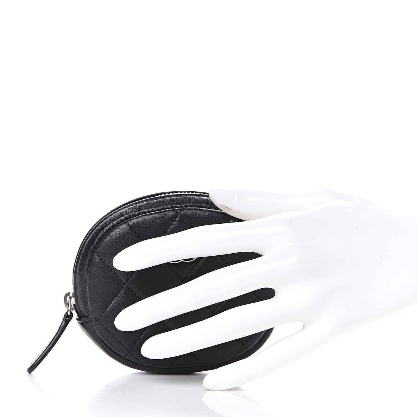Lambskin Quilted Zip Around Classic Coin Purse Black