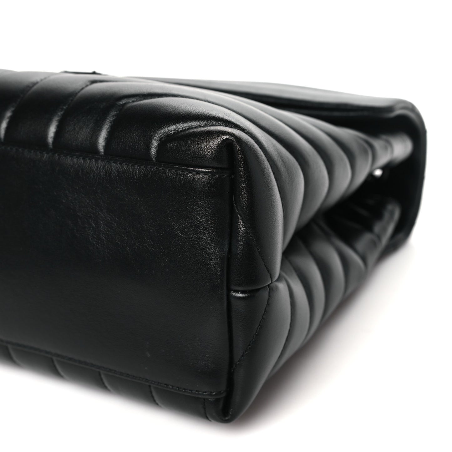 Calfskin Y Quilted Monogram Monochrome Medium Loulou Chain Satchel Black