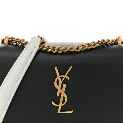 Saint Laurent New Aspen Calfskin Bi-Color Monogram Sunset Chain Wallet Black Dirty White 8 of 14
