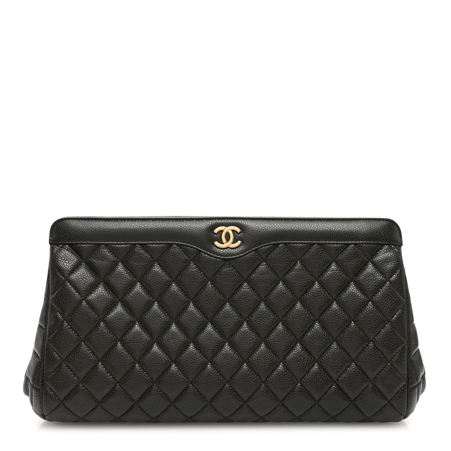 Caviar Quilted Clutch Dark Khaki