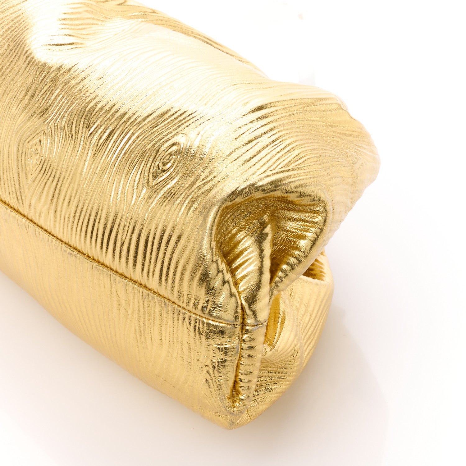 Bottega Veneta Metallic Bark Calfskin Embossed The Pouch Oversized Clutch Oro 11 of 11