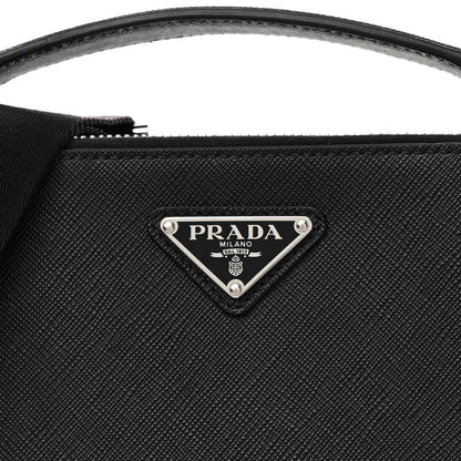 Prada Saffiano Travel Medium Brique Crossbody Bag Black 8 of 10
