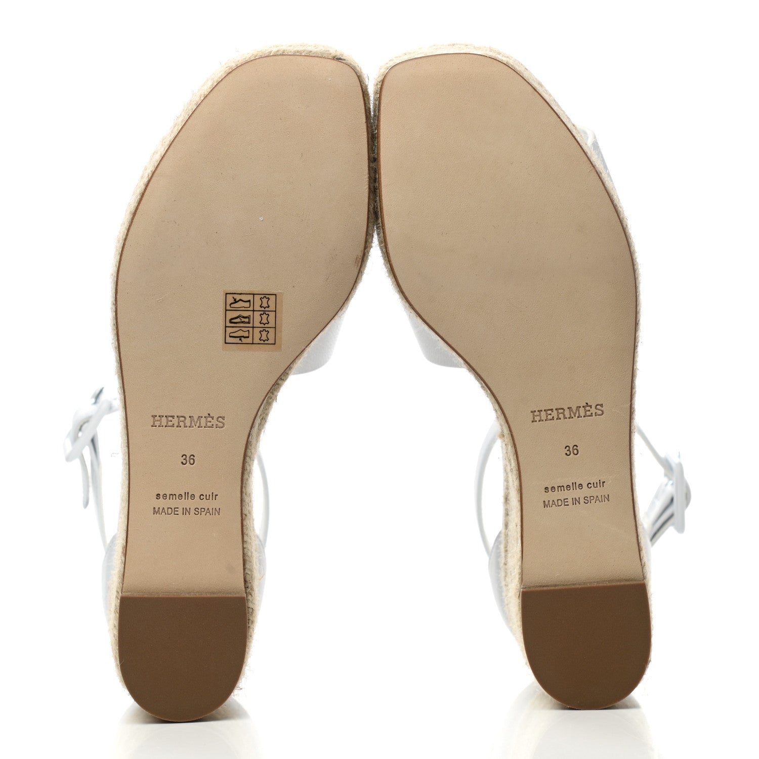 Hermes Goatskin Elda Espadrille Wedge Sandals 36 White 5 of 9