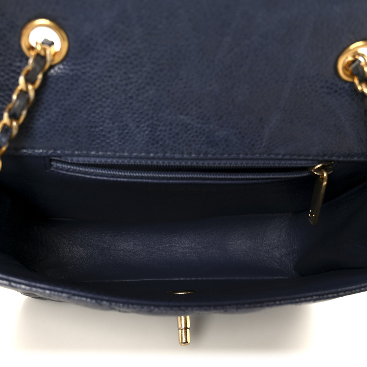 Chanel Crumpled Grained Calfskin Quilted Mini Two Tone Flap Blue 5 of 12