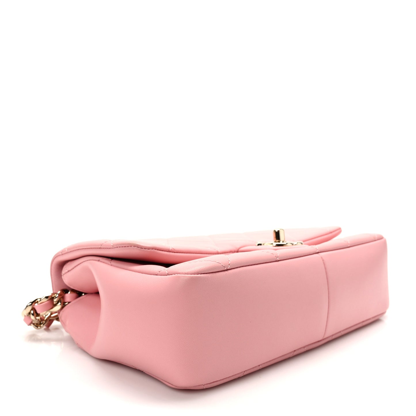Lambskin Quilted Resin Bi-Color Chain Flap Bag Pink