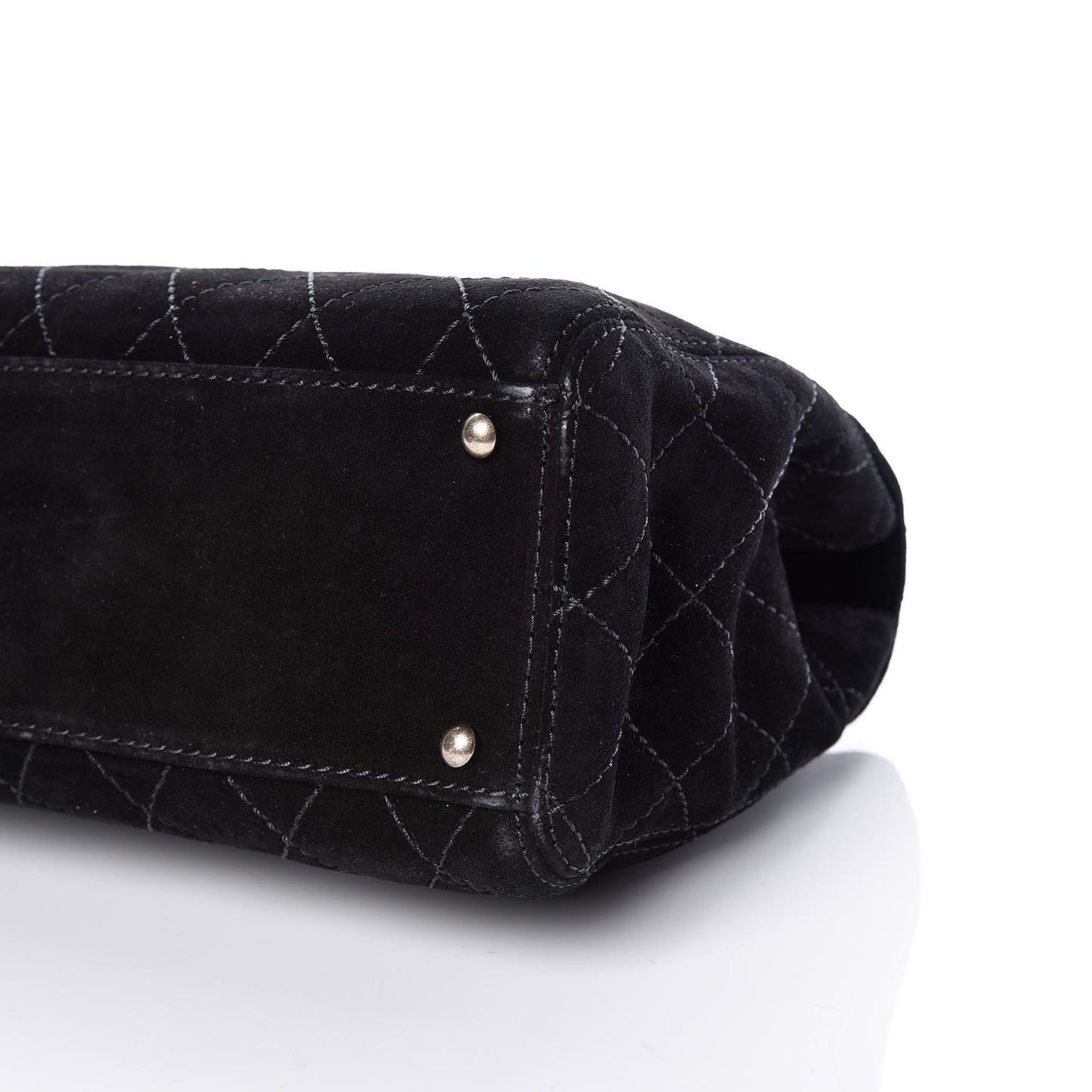 Suede Diamond Stitched Flap Bag Black