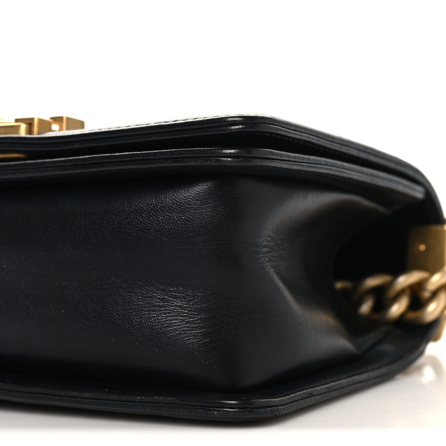 Lambskin Quilted Small Chain Detail Boy Flap Black