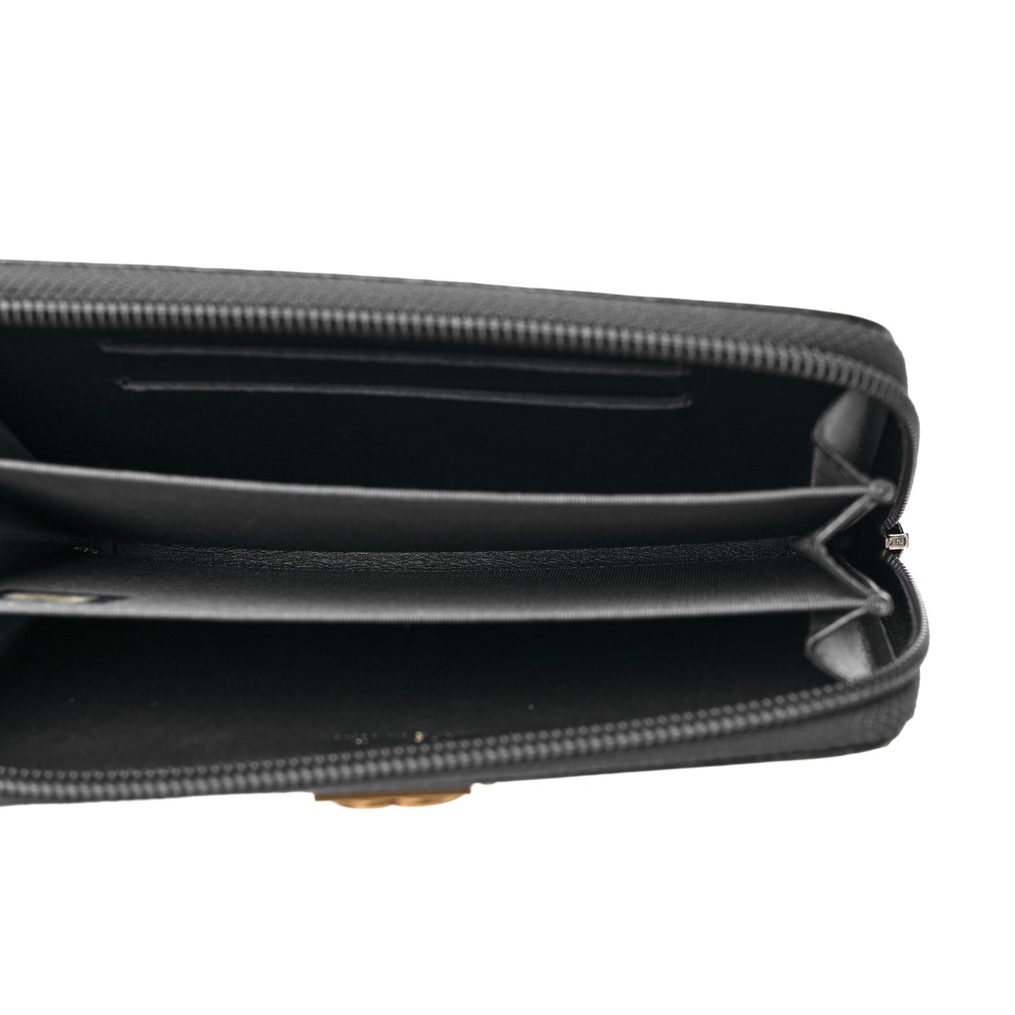 Metallic Calfskin Quilted Small Boy Zip Around Wallet Charcoal