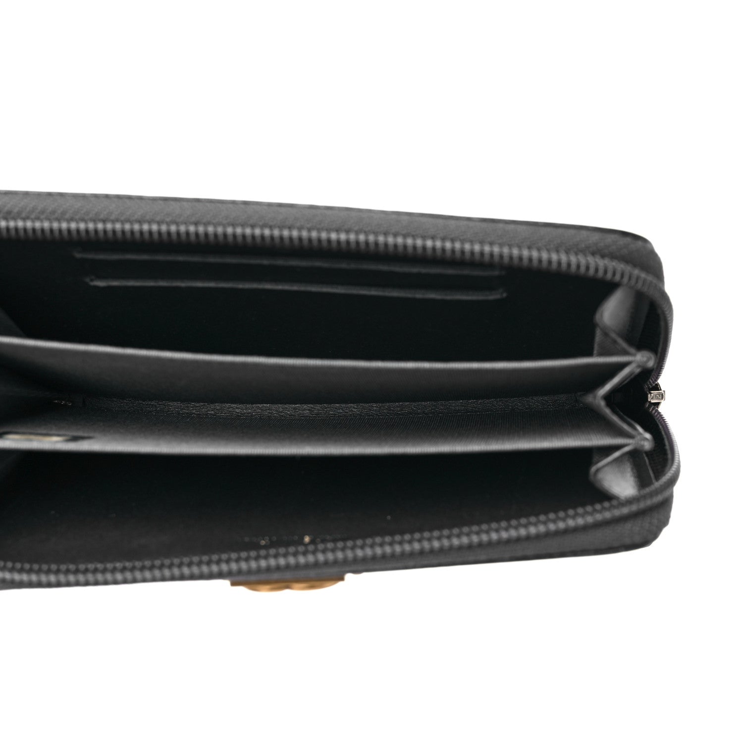 Chanel Metallic Calfskin Quilted Small Boy Zip Around Wallet Charcoal 5 of 11