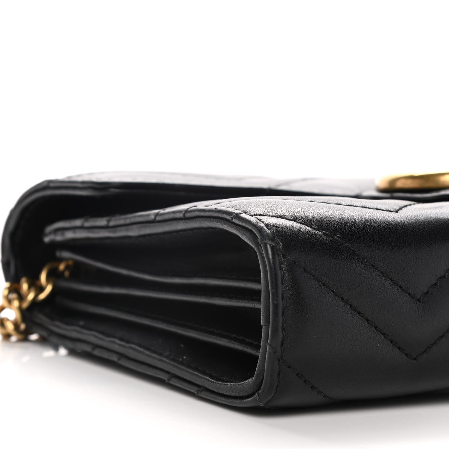 Gucci Calfskin Matelasse GG Marmont Chain Wallet Black 9 of 10