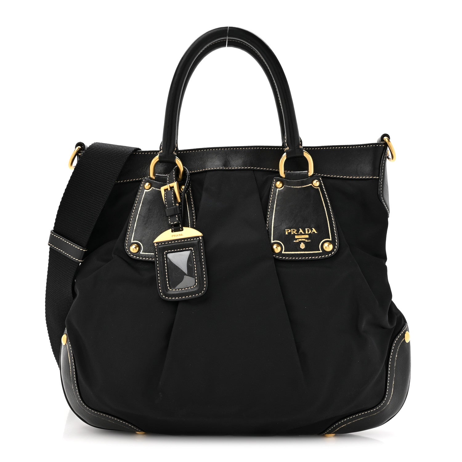 Prada Tessuto Nylon Soft Calf Small Tote Black 1 of 16