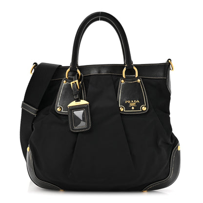 Prada Tessuto Nylon Soft Calf Small Tote Black 1 of 16