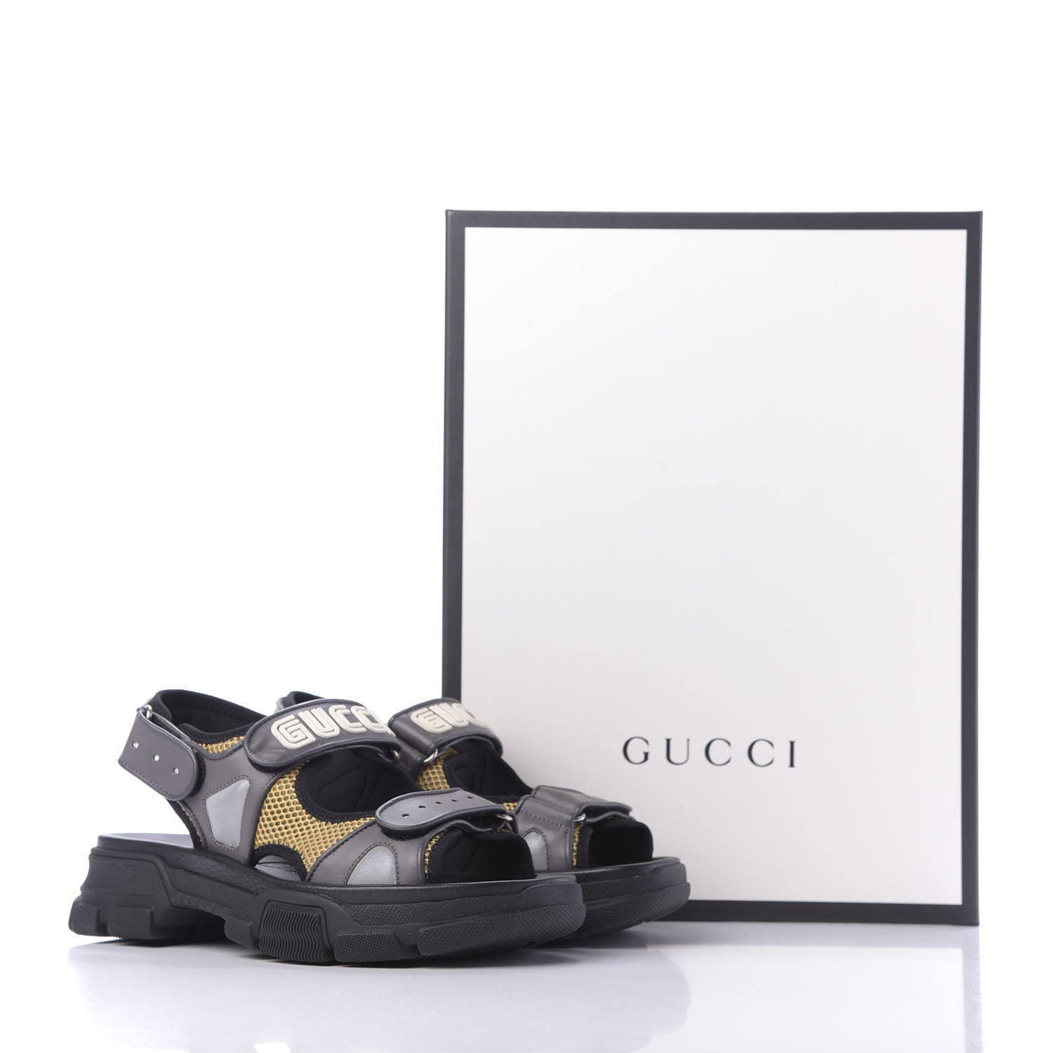 Gucci X SEGA Nappa Mesh Mens Aguru Sandals 8 Loess Black 10 of 10