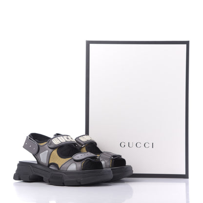 Gucci X SEGA Nappa Mesh Mens Aguru Sandals 8 Loess Black 10 of 10