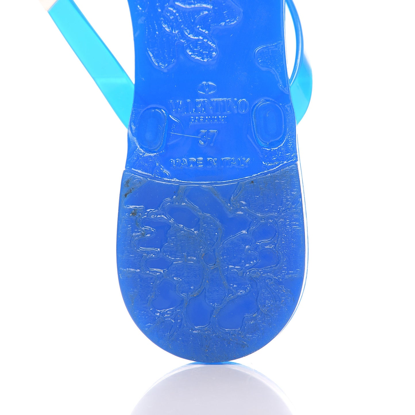 PVC Jelly Rockstud Bow Thong Sandals 37 Blue Fluo