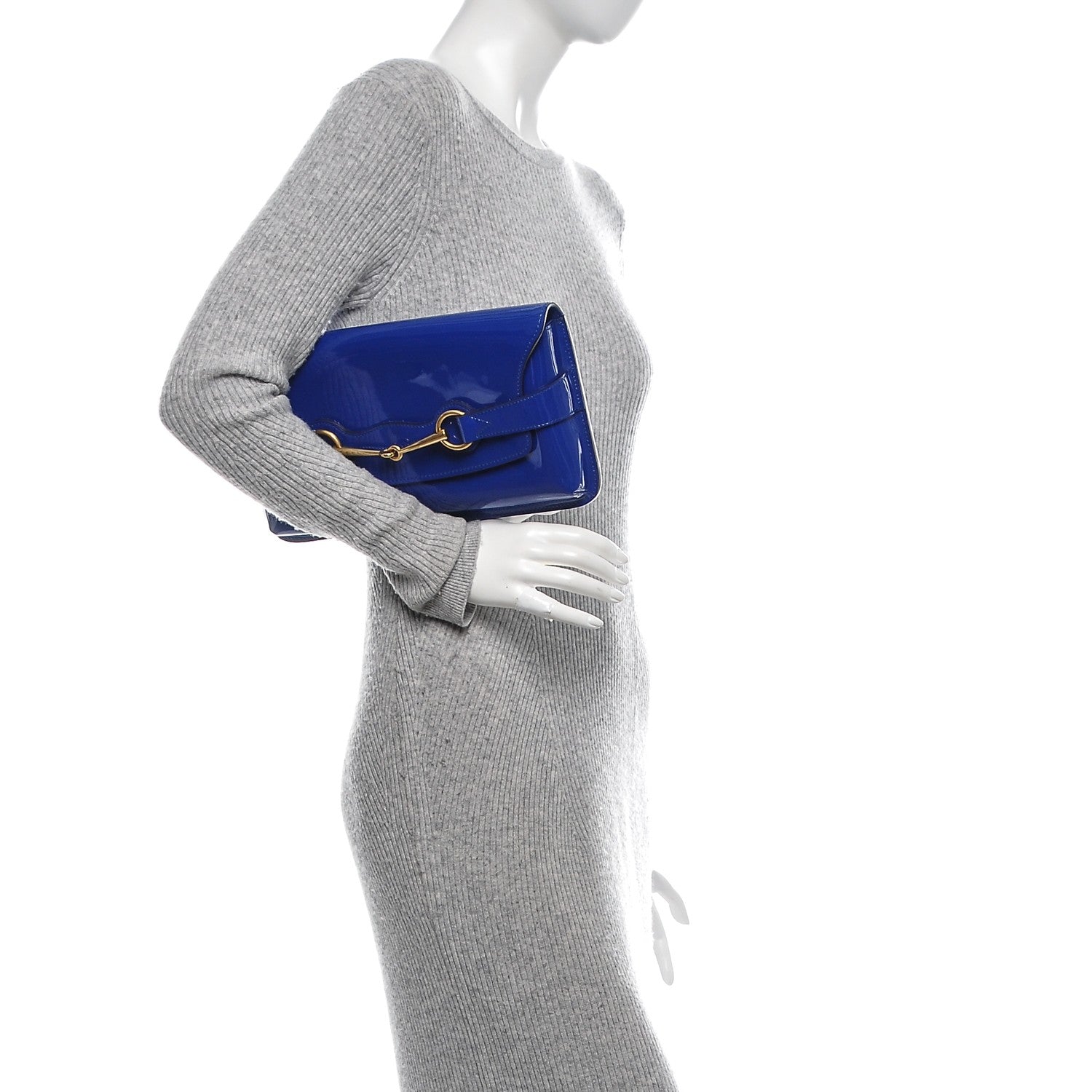 Gucci Patent Large Bright Bit Clutch Deep Zaffiro 2 of 7