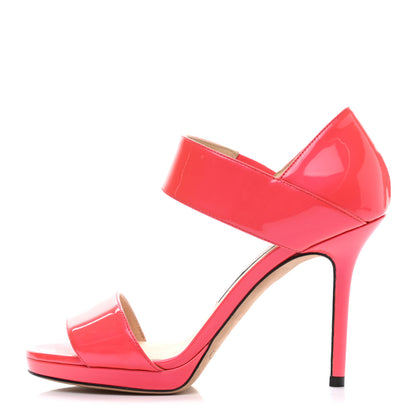 Jimmy Choo Patent Alana Double Band Sandals 35.5 Geranium 1 of 11