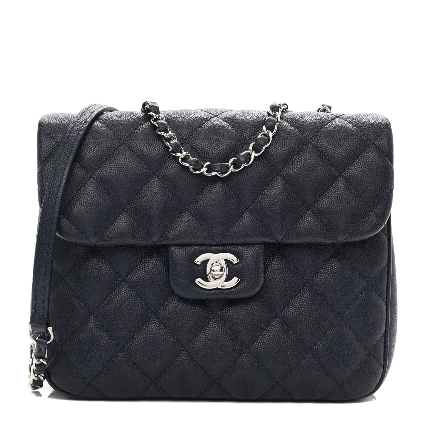 Caviar Quilted Medium Urban Companion Flap Navy