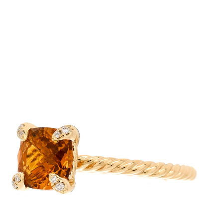 David Yurman 18K Yellow Gold Diamond Citrine 7mm Chatelaine Ring 50 5.5 3 of 5