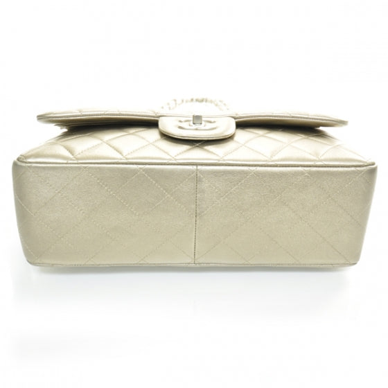 Lambskin Quilted Jumbo Flap Metallic Bronze