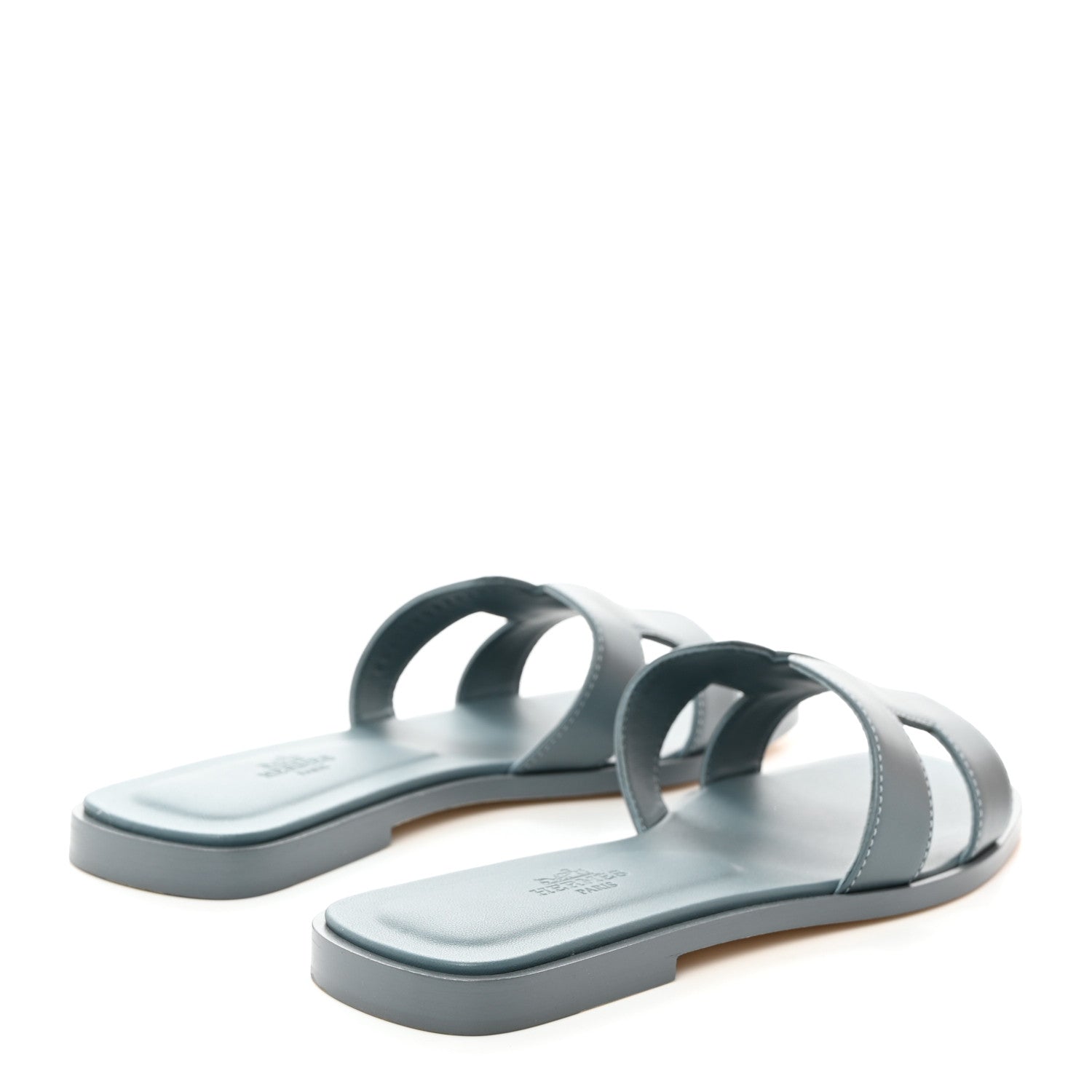 Hermes Box Calfskin Oran Sandals 38 Bleu Pinede 5 of 8