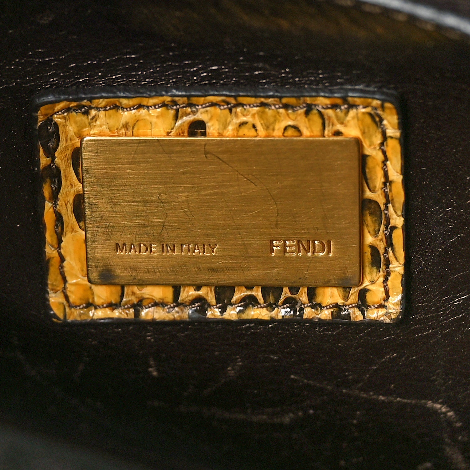 Fendi Snakeskin Large Peekaboo Iconic Satchel Yellow 7 of 10