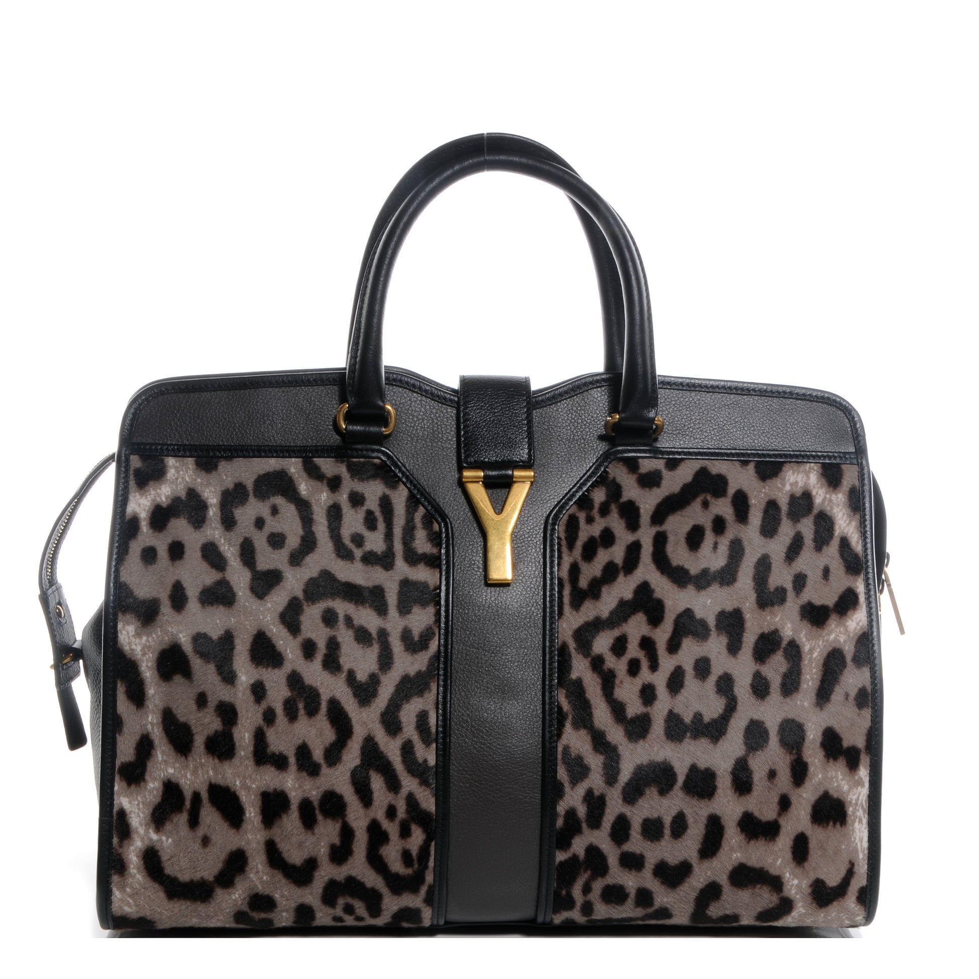 Saint Laurent Pony Hair Leopard Print Large Cabas Chyc Black 1 of 9