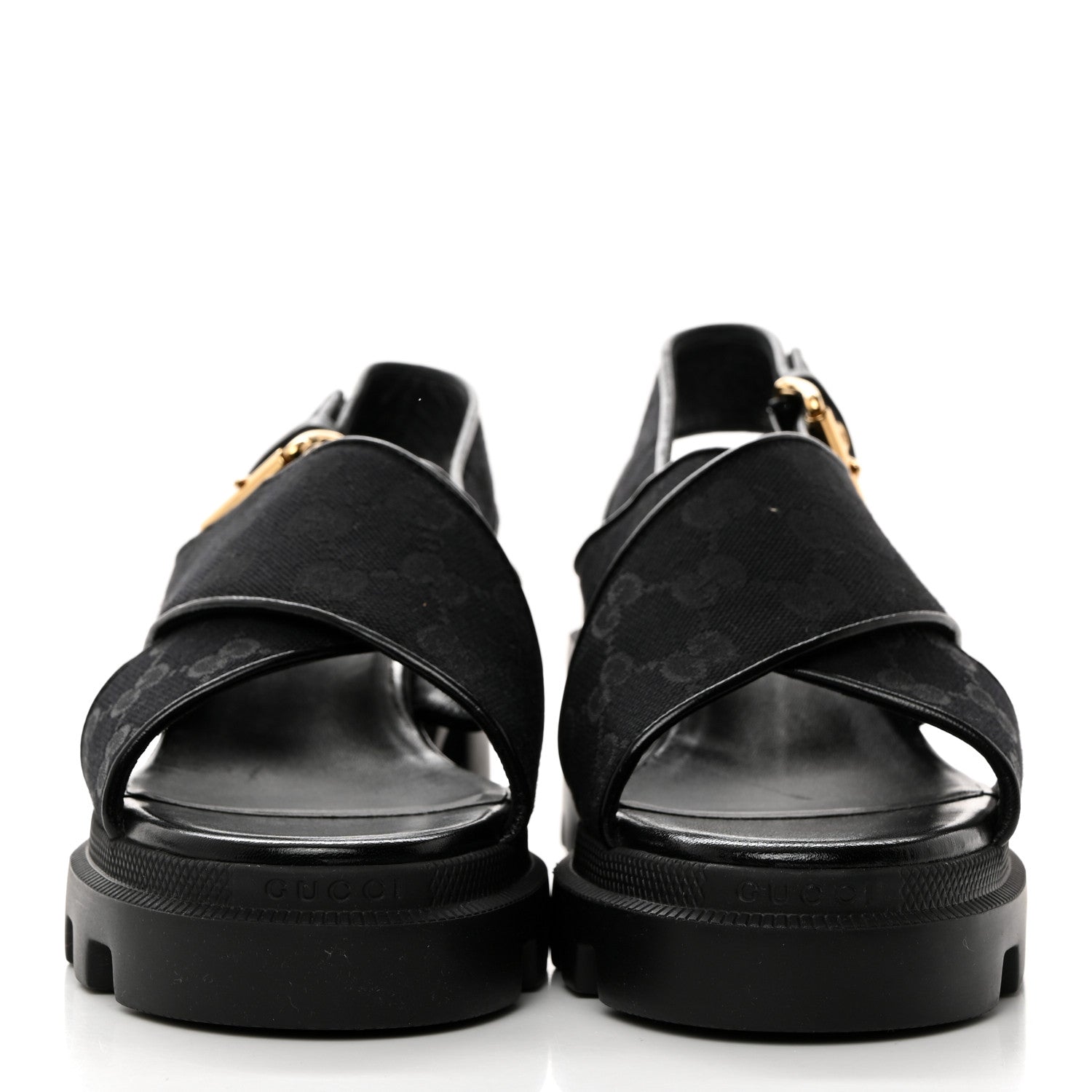 Gucci Monogram Granada Kid Trip 40/72mm Lug Sole Sandals 39 Black 2 of 9