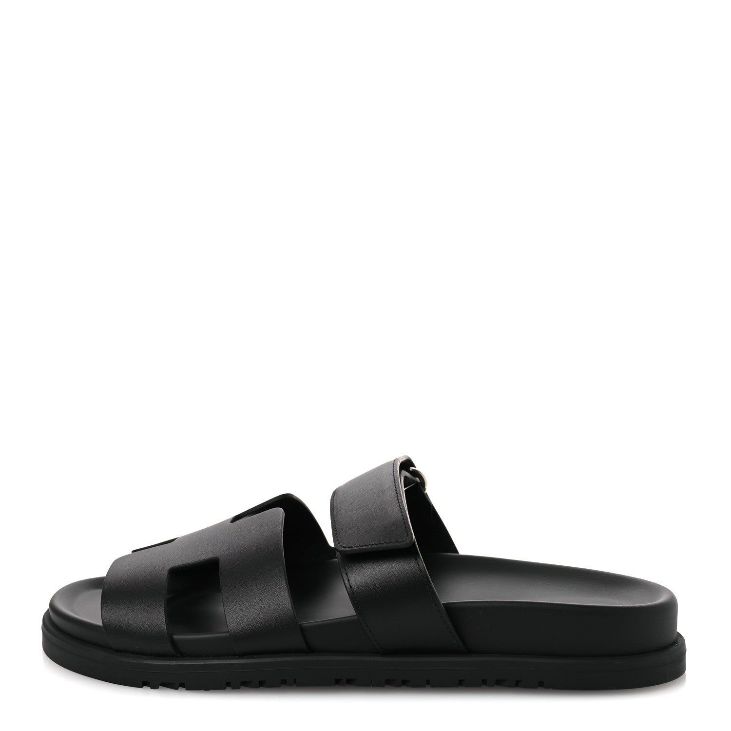 Hermes Calfskin Womens Chypre Sandals 38 Black 1 of 11