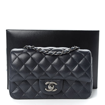 Chanel Iridescent Caviar Quilted Mini Rectangular Flap Navy Blue 11 of 11
