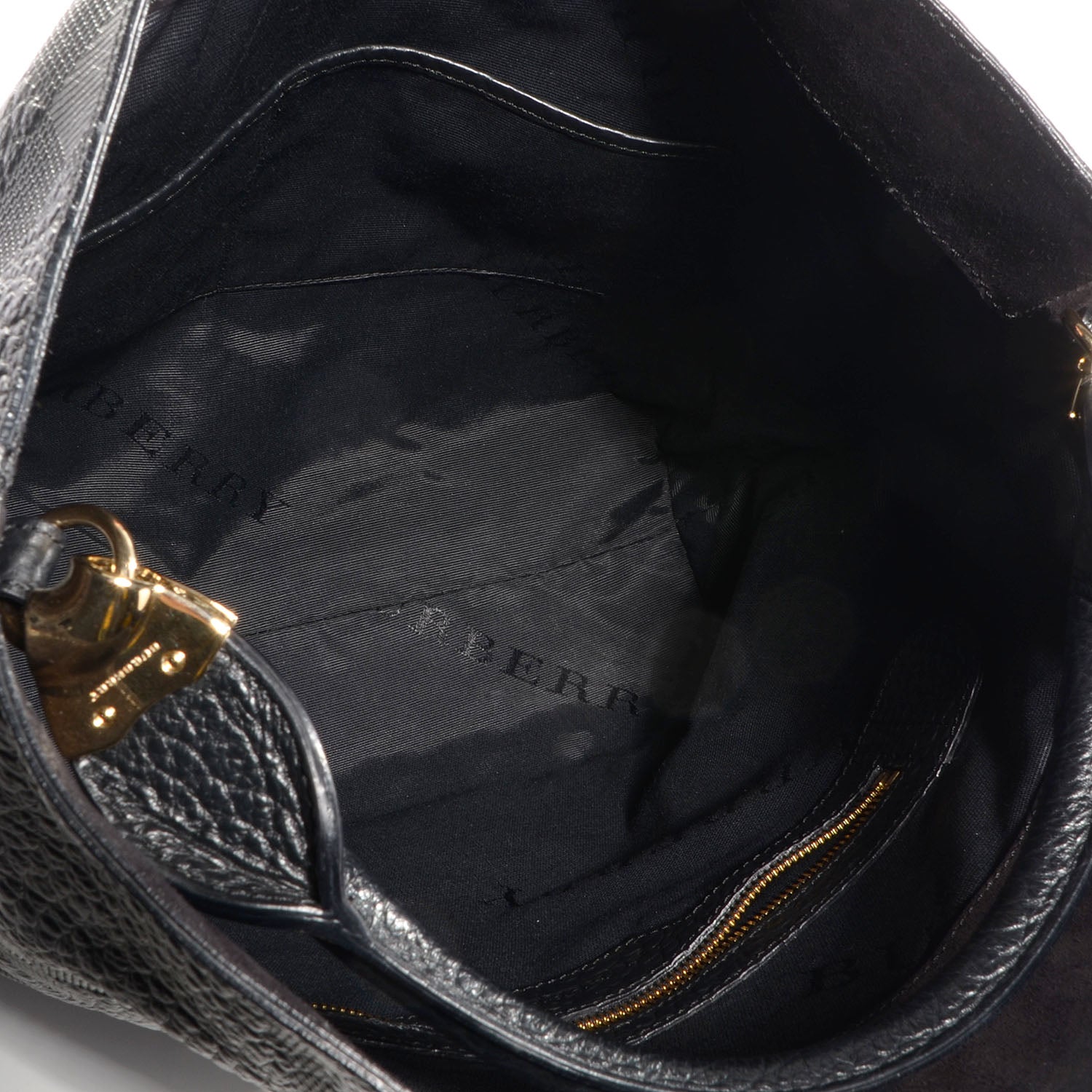 Burberry Heritage Grain Check Embossed Medium Lindburn Hobo Black 5 of 9