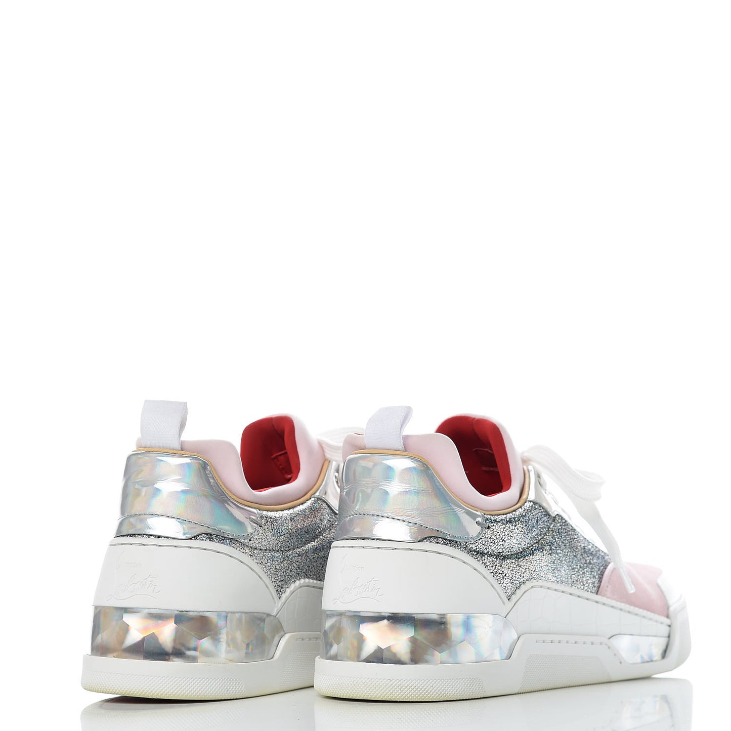 Metallic Calfskin Womens Aurelien Flat Sneakers 39.5 Silver Pink