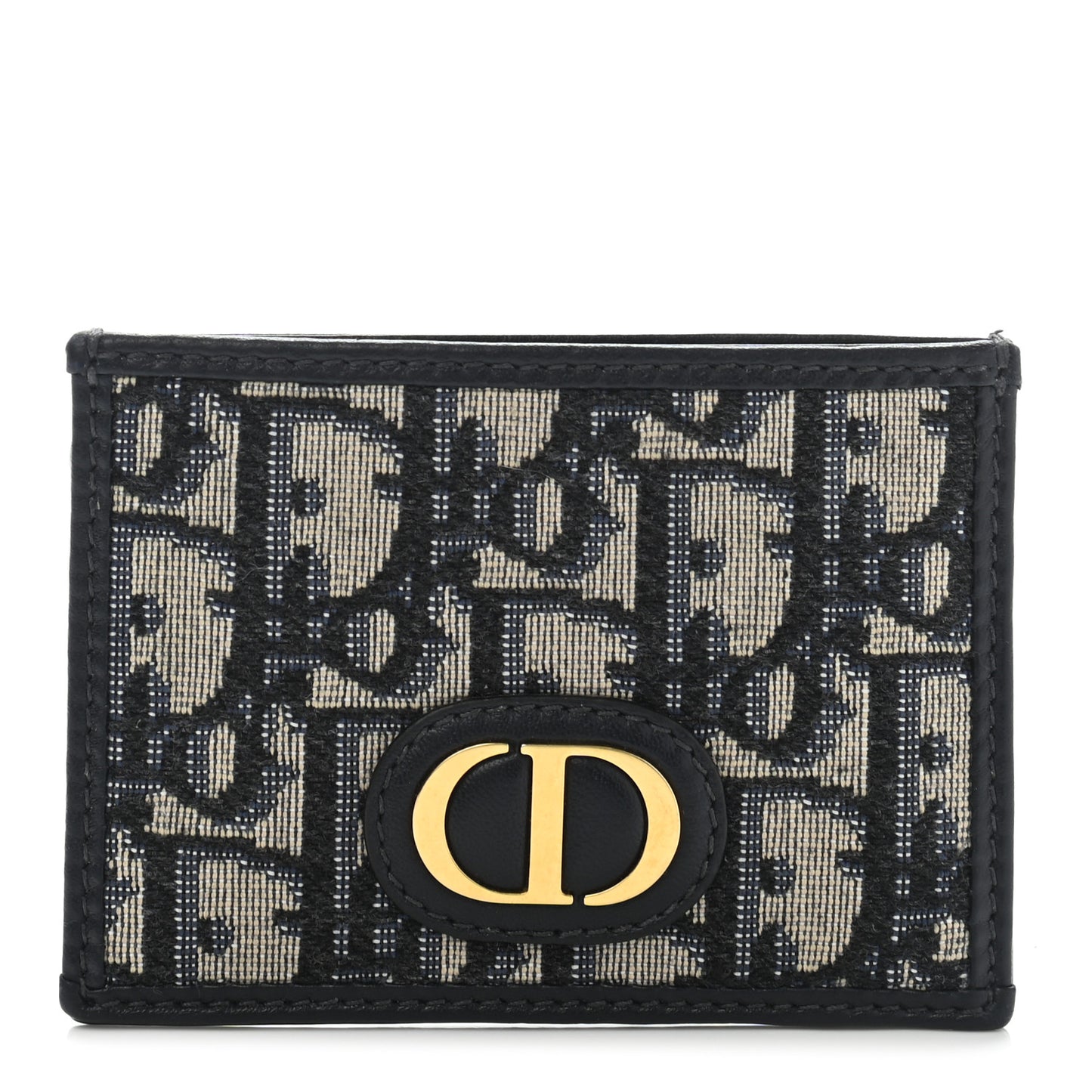 Oblique Calfskin Card Holder Blue