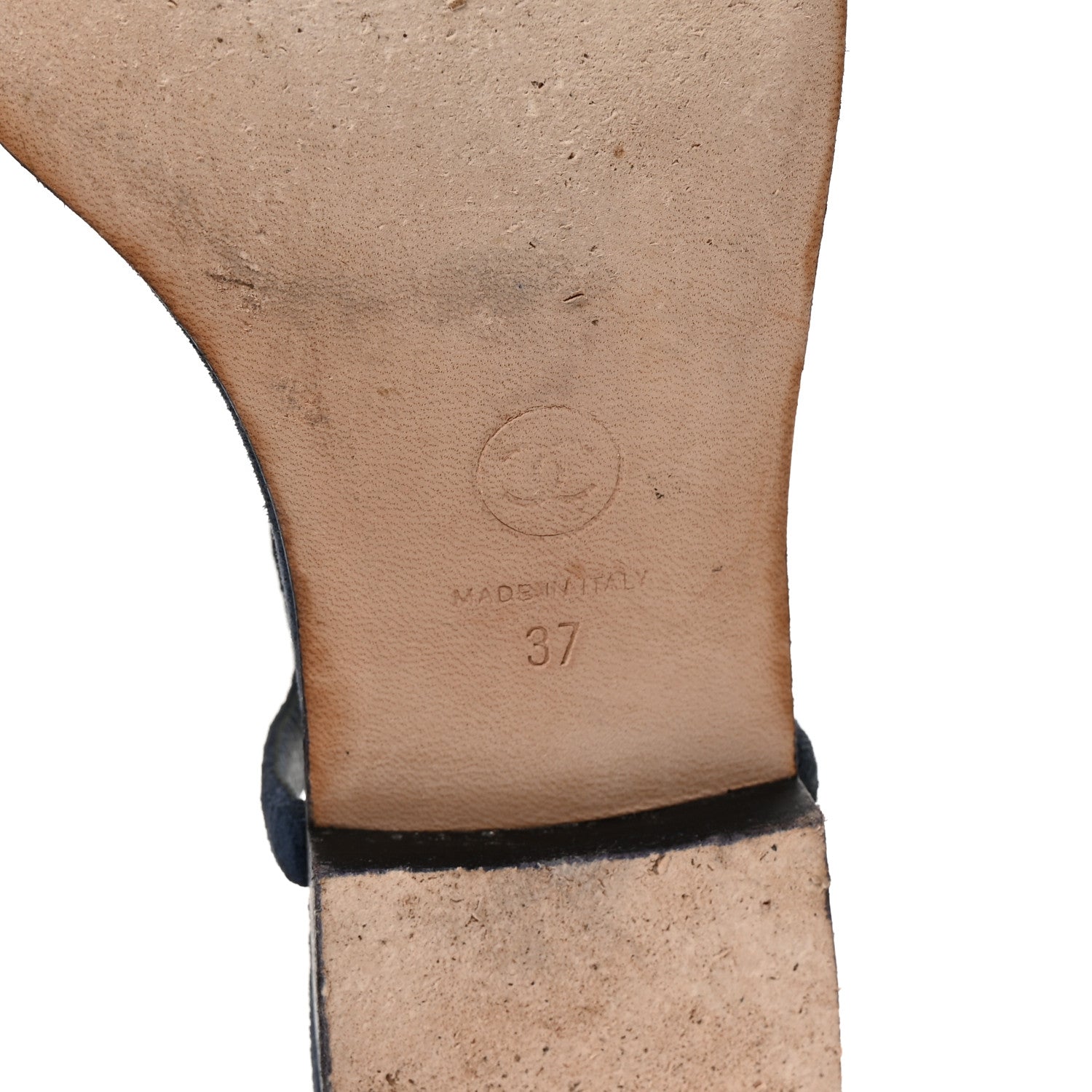 Chanel Suede Calfskin Thong Sandals 37 Navy Blue 7 of 9