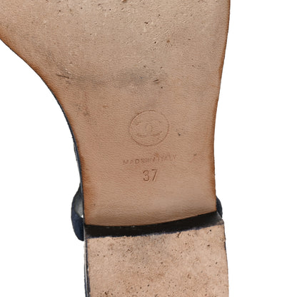 Chanel Suede Calfskin Thong Sandals 37 Navy Blue 7 of 9