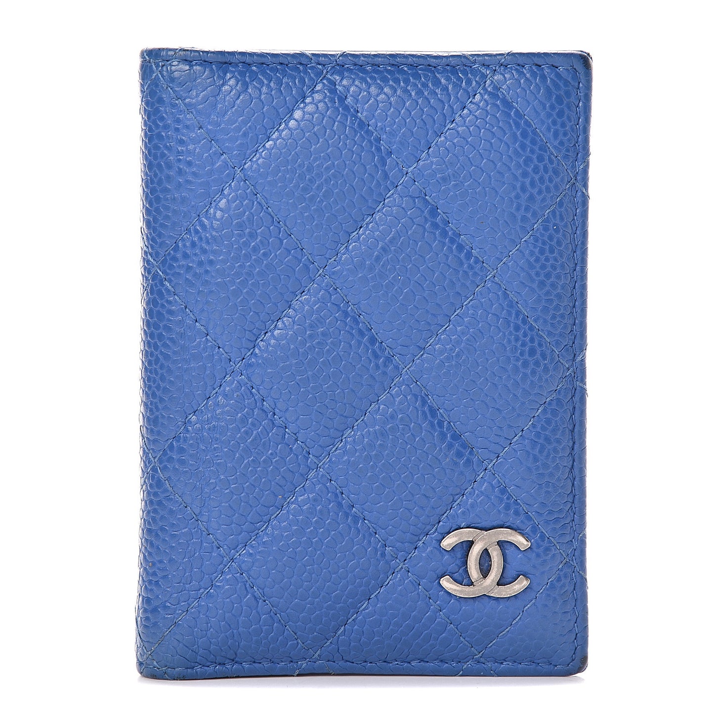 Caviar Quilted Card Holder Wallet Blue