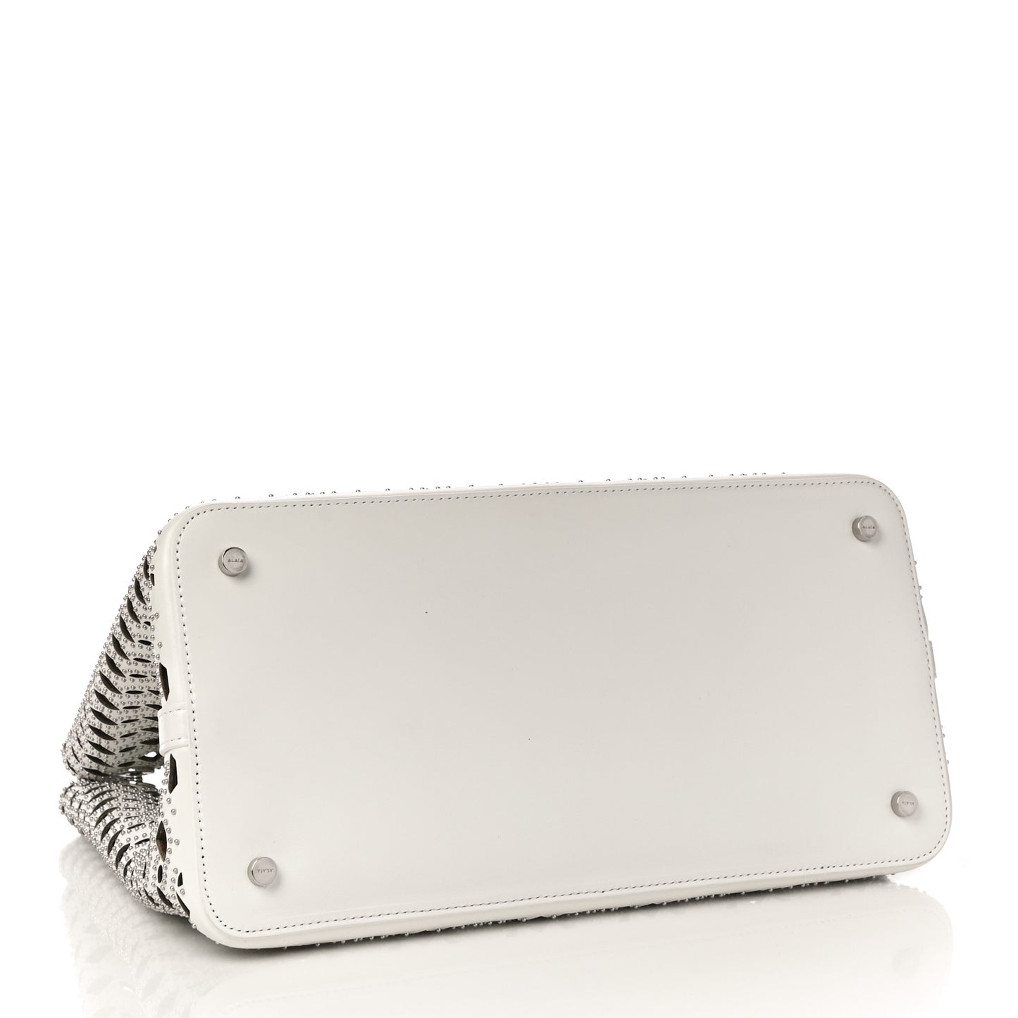 Calfskin Laser Cut Mina 32 Bag Blanc Optique