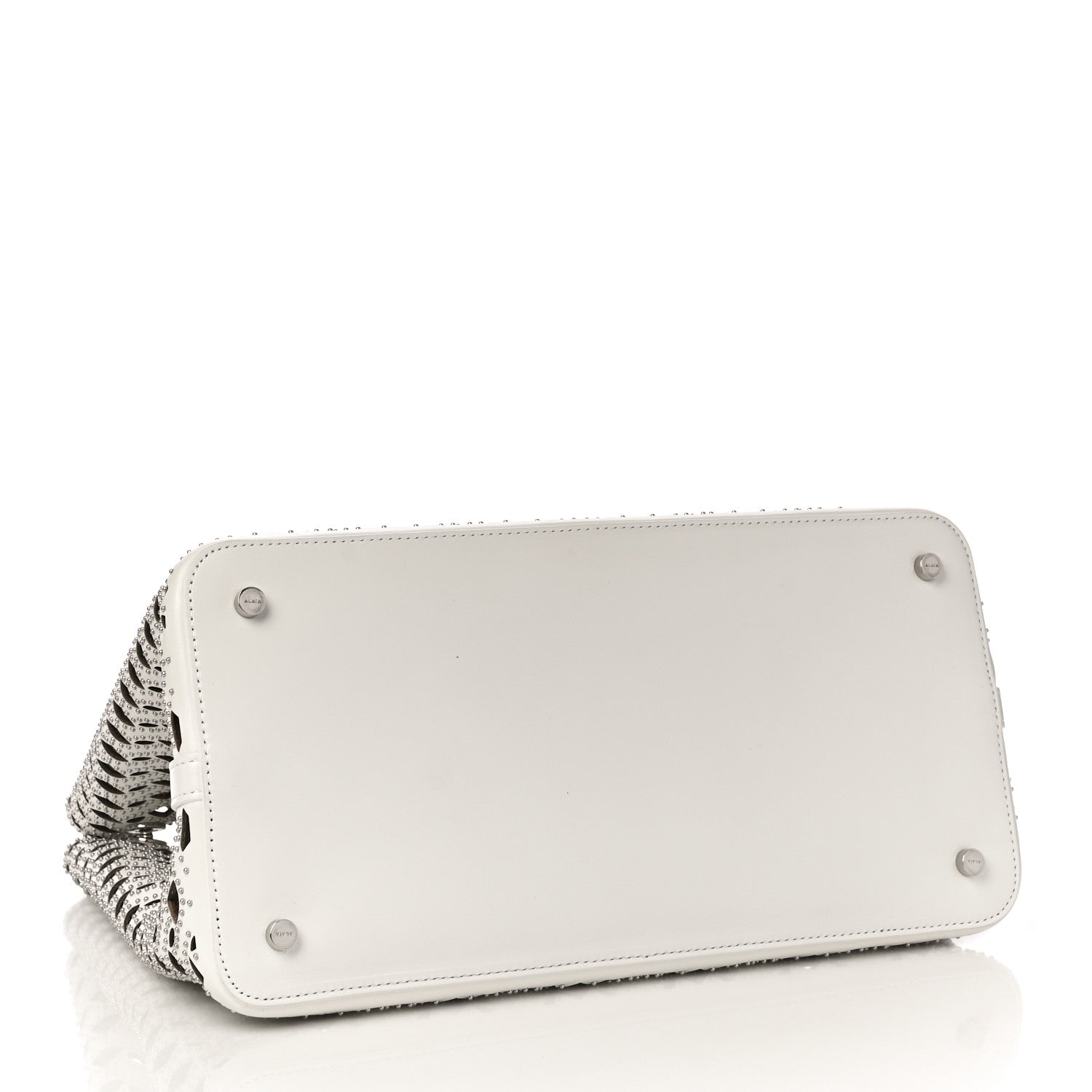 Alaia Calfskin Laser Cut Mina 32 Bag Blanc Optique 5 of 10