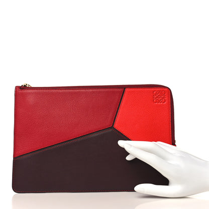 Loewe Calfskin Puzzle Flat Pouch Red 2 of 7