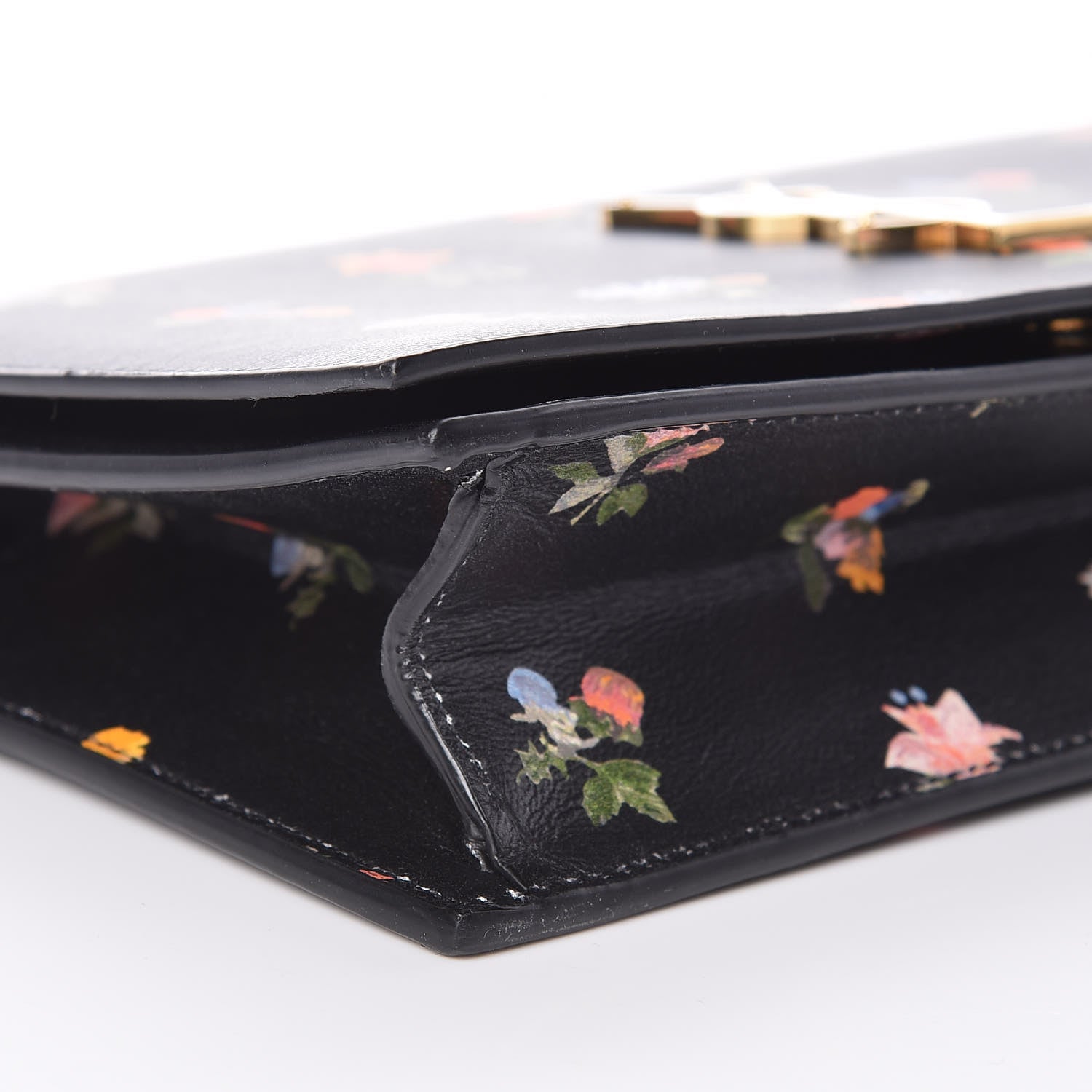 Saint Laurent Calfskin Prairie Flower Printed Small Monogram Clutch Black Multicolor 7 of 8
