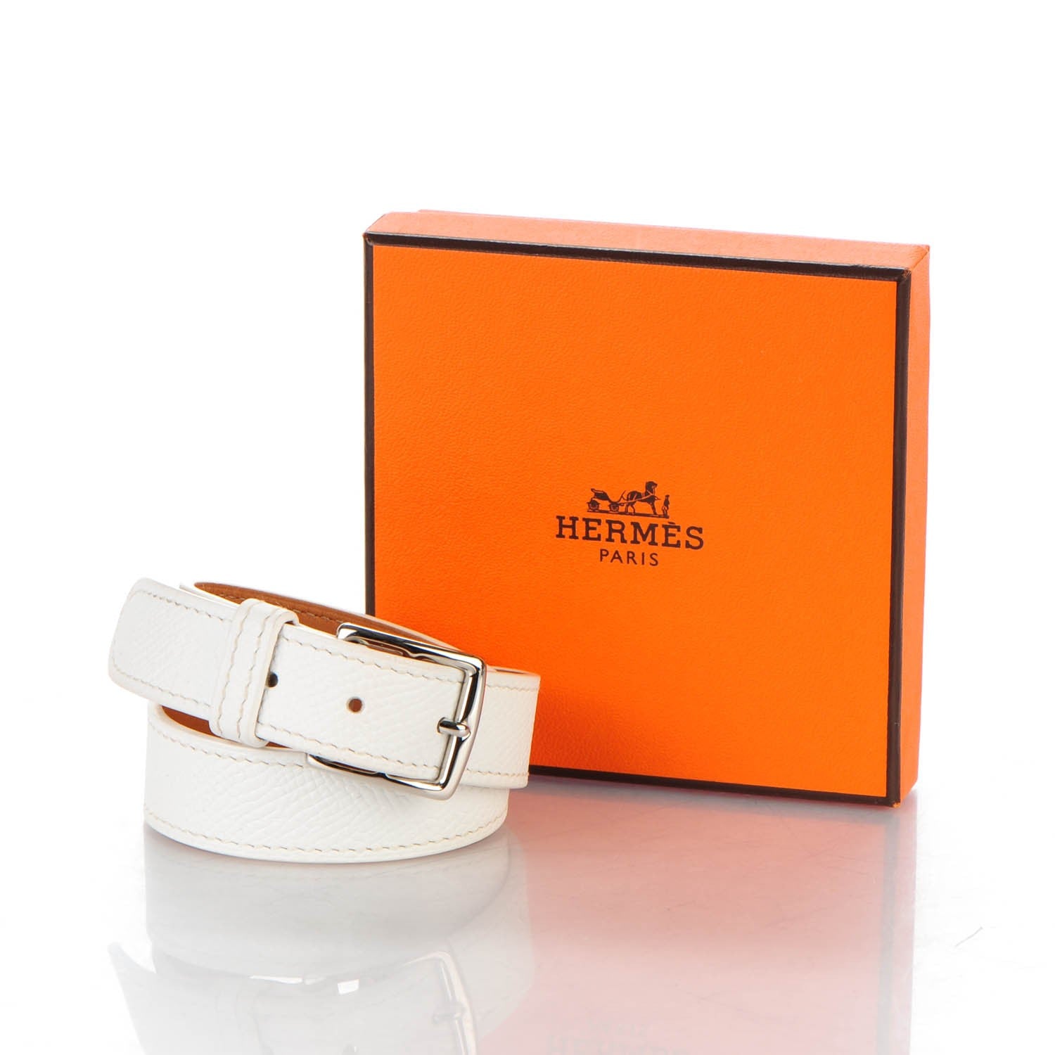 Hermes Epsom Etriviere Double Tour Bracelet M White 7 of 7