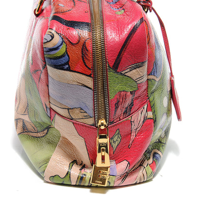 Prada X JAMES JEAN Cervo Lux Fairy Print Medium Boston Bag Peonia 5 of 10