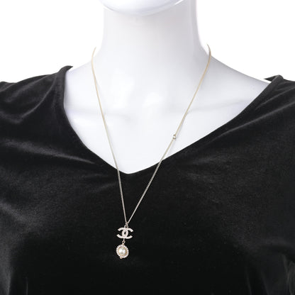 Chanel Crystal Pearl CC Lace Camellia Necklace Gold 2 of 4
