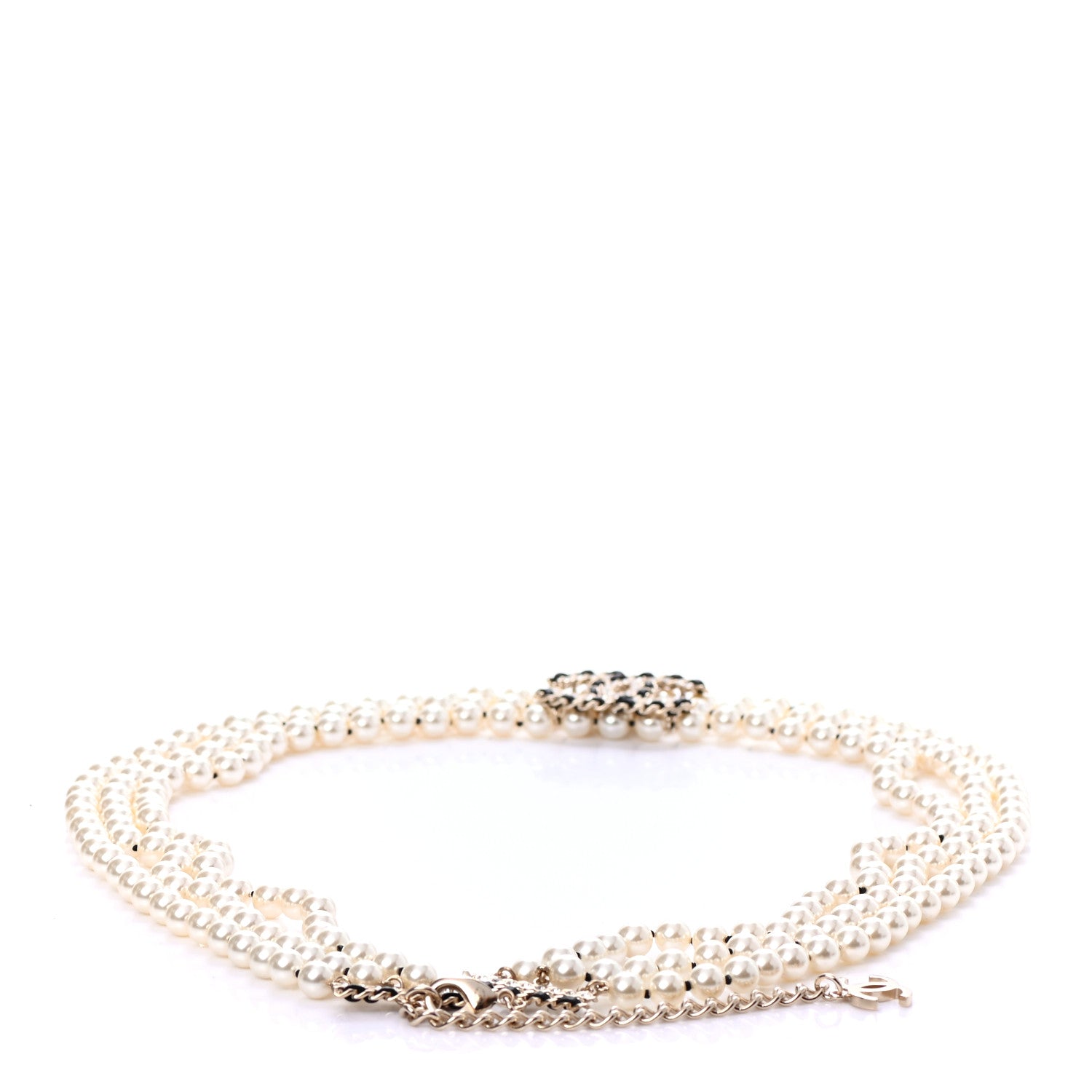 Chanel Pearl Crystal CC Triple Strand Fancy Belt 70 Pearly White 2 of 4