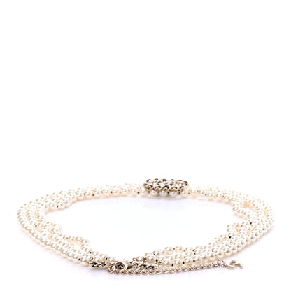 Chanel Pearl Crystal CC Triple Strand Fancy Belt 70 Pearly White 2 of 4