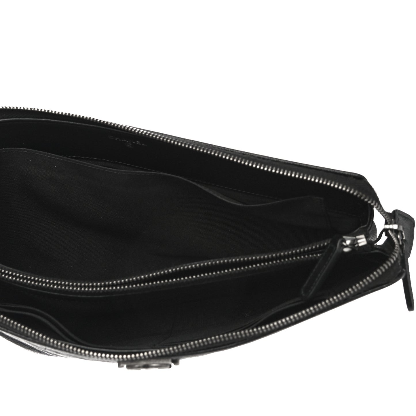 Caviar Chevron Quilted Small Zipped Boy Pouch Black