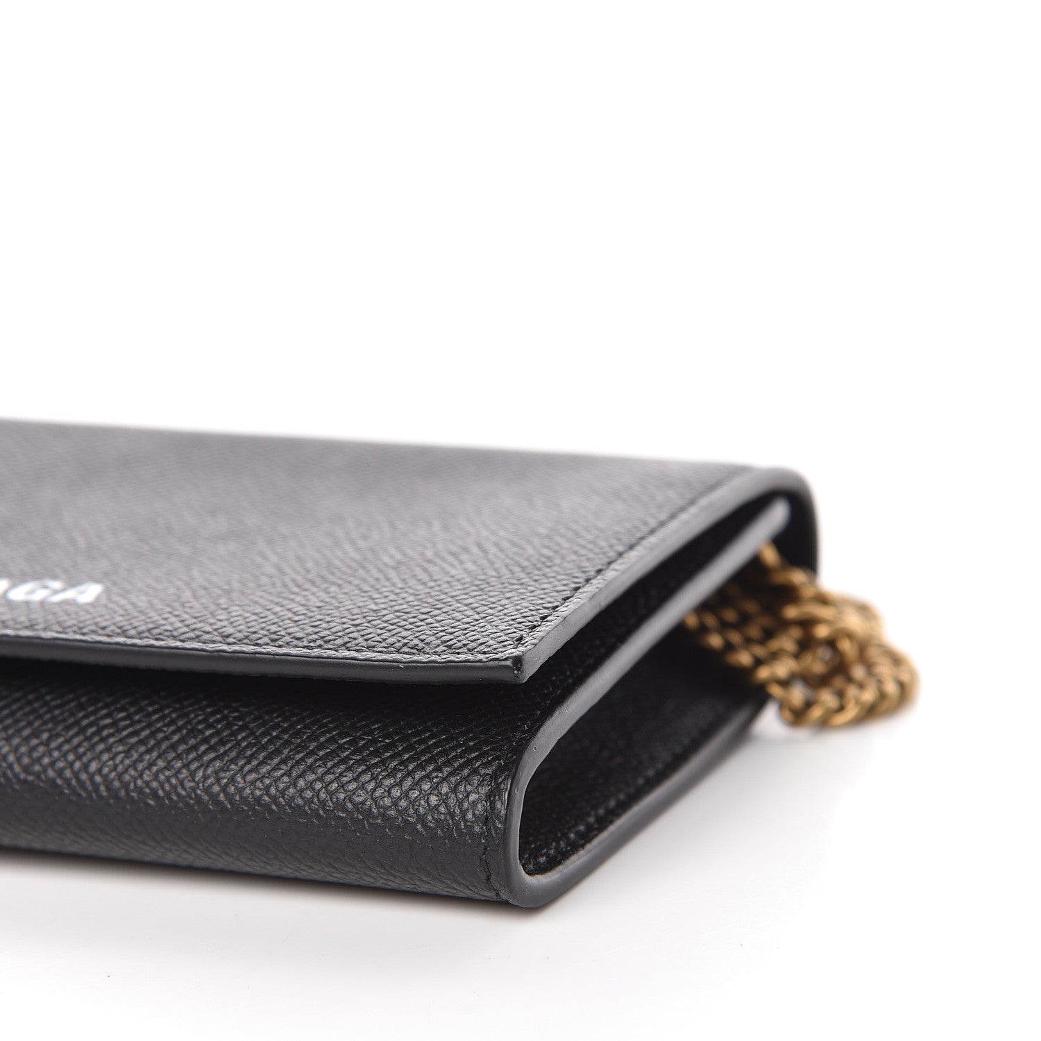 Balenciaga Signature Grained Calfskin Logo Ville Wallet on Chain Black 9 of 11