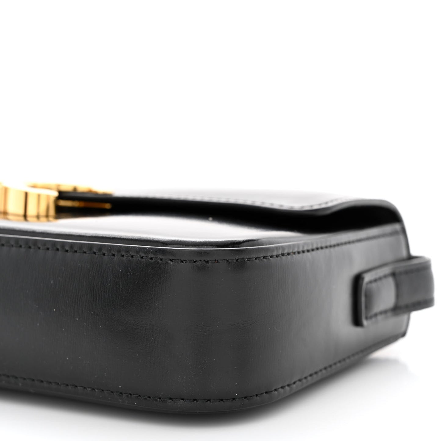 Shiny Calfskin Triomphe Shoulder Bag Black