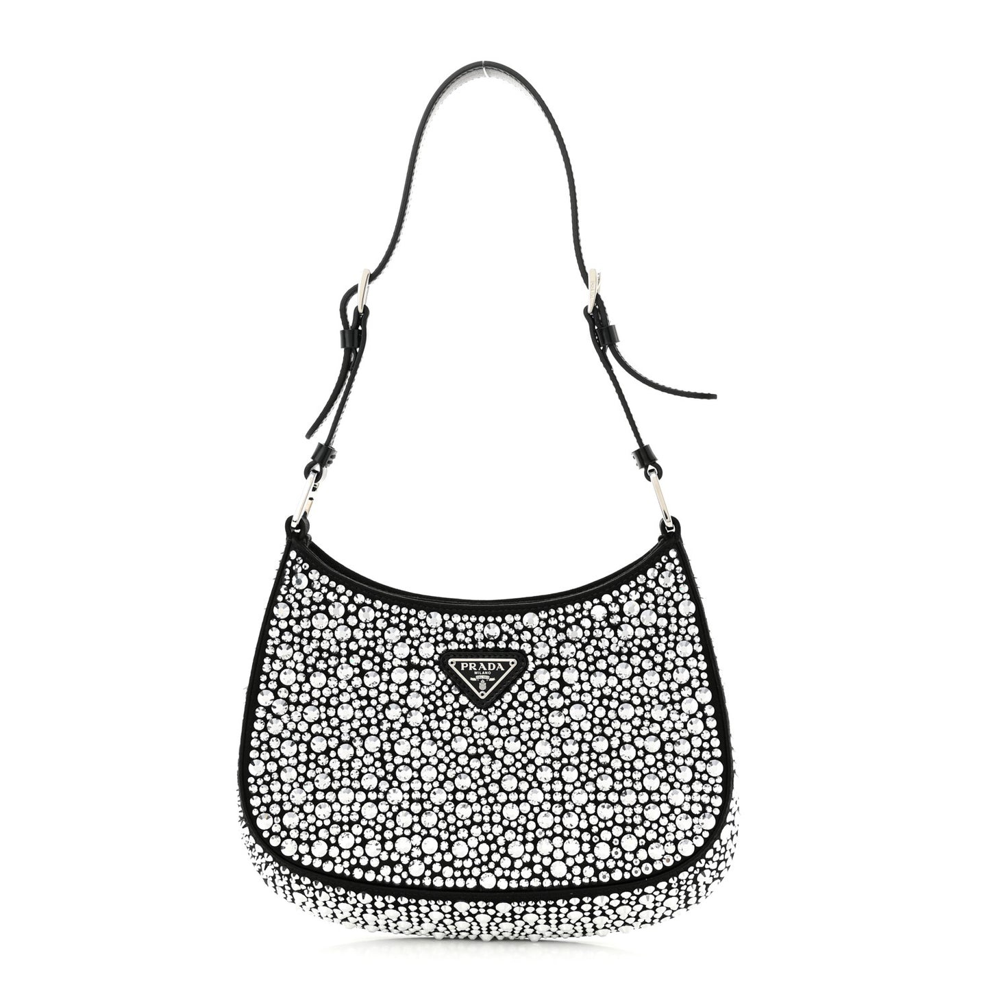Satin Crystal Cleo Adjustable Strap Shoulder Bag Metal
